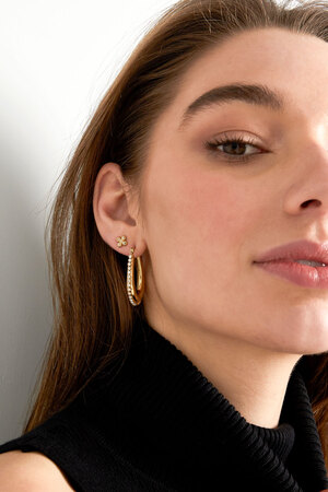 Drop shaped earrings with stones - gold h5 Picture2